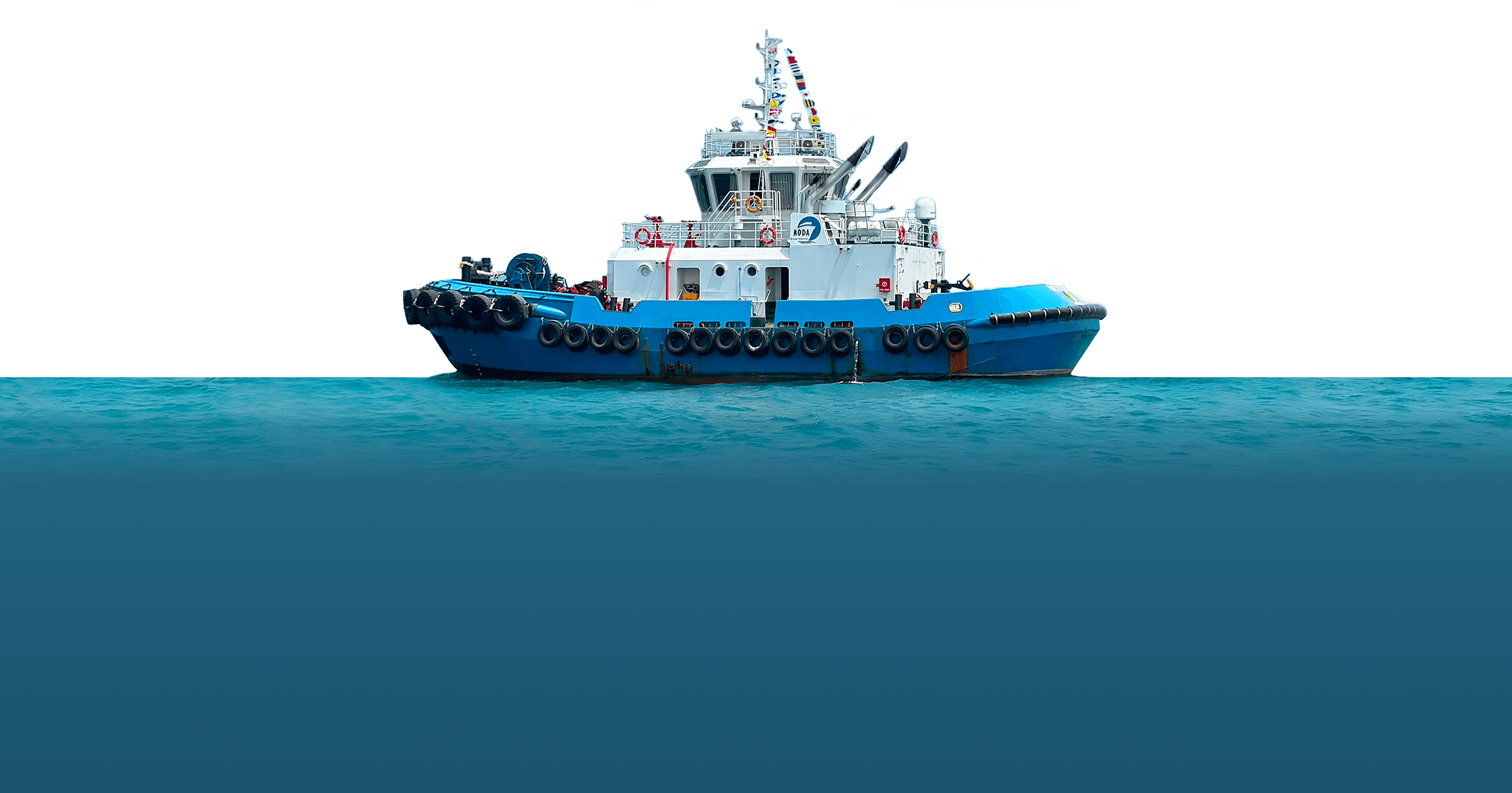 Naraya Bay, a Moda Holdings harbour tug, underway — equipped with A.I. CCTV, satellite connectivity, and 32+ onboard sensors.